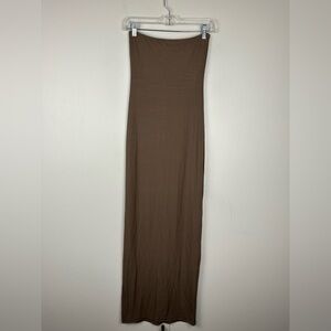 Skims Brown Soft Lounge Tube Ribbed Stretch Maxi Dress Women’s Sz S